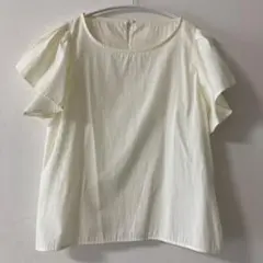 アイボリー 半袖 フリル袖シャツ ブラウストップス