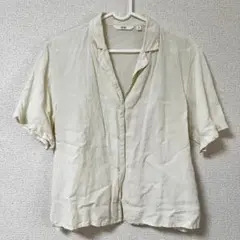 美品　麻　UNIQLO リネンブランドオープンカラーシャツ　XS 半袖