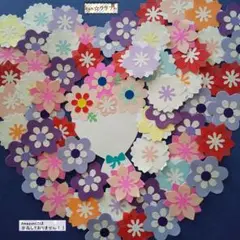557クラフトパンチフラワーお花＊花束のカード付き♪ハンドメイドペーパークラフト