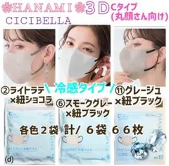 HANAMI CICIBELLA 冷感 Cタイプ 丸顔 / ３色６袋６６枚(d)