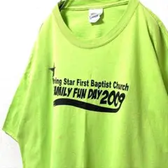 ヘインズ ファミリーファンデイ Tシャツライトグリーン黄緑色XL古着