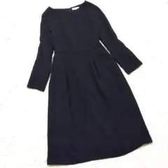 美品★PLST プラステ フォーマル 長袖 ミモレ丈 ワンピース M ネイビー