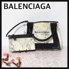 【良品】バレンシアガ 390346 ネイビーカバスXS ハンド ショルダーバッグ