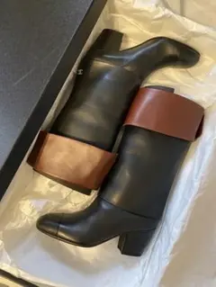 CHANELバイカラーミドルブーツ#39サイズ