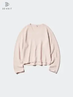 UNIQLO ユニクロ 3DコットンリラックスVネックセーター ピンク S