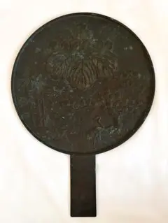 銅鏡　古鏡　手鏡　骨董品　藤原義信　松鶴亀図柄　せ-79 Yahoo!オークション - 天下一杢村因幡守 藤原重義 高砂 松鶴亀
