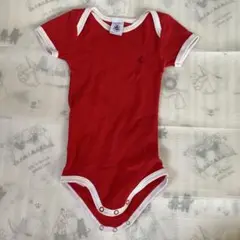 PETIT BATEAU 半袖ボディスーツ 12m/74cm 赤