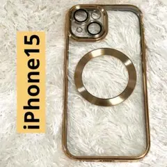 【新品】iPhone15ケース Magsafe対応 ゴールド　GOLD米軍MIL