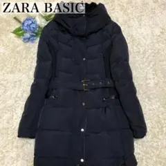 【美品✨】ザラ ロング丈 ダウンコート ベルト Aライン ファー 2way 青