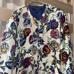 ZARA ザラ　trf_outerwear 花柄 アウター　ノーカラー ブルゾン