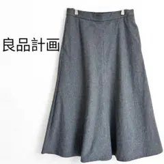 【良品計画】ストレッチ起毛フレアースカート ウエストゴム ポケット 無地