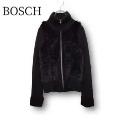 BOSCH ラビットファー カーディガン トップス 毛 100% 黒 M 38