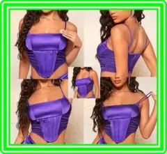 ★超素敵★パープル★キャミトップ★光沢★大人可愛い★メッシュ★訳アリ★C4W