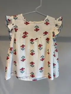 PETIT BATEAU プチバトー 花柄 ダブルガーゼフリル袖ブラウス 18m