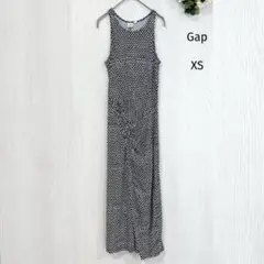 Gap ロング丈 ノースリーブワンピース XS〜S 幾何学模様 シャーリング