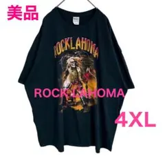 531【美品】大きいサイズGILDAN ROCKLAHOMAスカルTシャツ4XL
