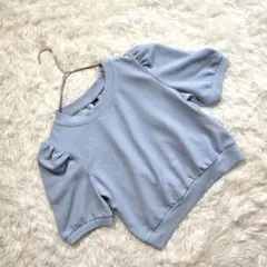 美品　Dazy　カットソー　半袖　S　パフスリーブ　くすみブルー