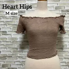 匿名配送✨️Heart Hips ブラウン オフショルダー Tシャツ M