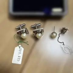 ニューパール タイピン　カフス ケース付き