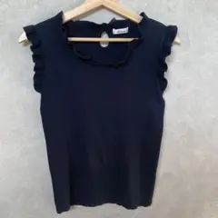 Watanabe フリルノースリーブニット ブラック