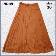 新品タグ付き✨ INDIVI インディヴィ プリーツスカート 36 オレンジ