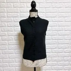 セシオセラ ノースリーブリブニット 黒 日本製 上品 伸縮性