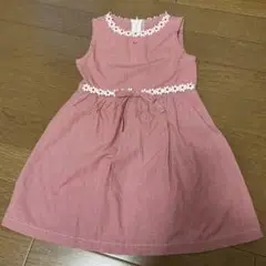 kpニットプランナー　赤いチェック柄ノースリーブワンピース100