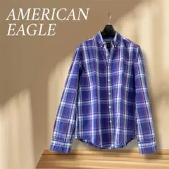 アメリカンイーグル 長袖シャツ M パープル ボタンダウン チェック