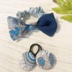 お買い得♡お揃い　シュシュ付リバティ　シングルリボン　くるみボタン 3個セット