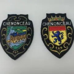 フランス　シュノンソー城ヴィンテージ刺繍ワッペン 2枚セット