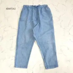 マルト MARTAU. リネンパンツ クロップド サルエル 水色 ウェストゴム