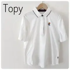 Topys レディース　ポロシャツ　トップス　ロゴ入り　ゴルフウェア　ホワイト