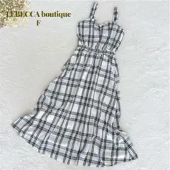 【美品】LEBECCA boutique チェック ワンピース　ロングフレア　F