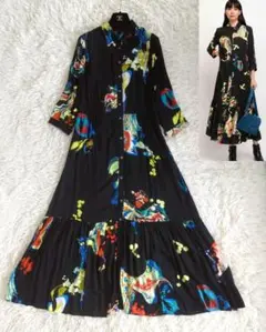 desigual デシグアル×ラクロワ 　ロングシャツワンピース　ティアード