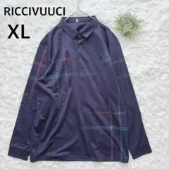 RICCIVUUCI　長袖ポロシャツ　ネイビー　XL　カジュアル　598