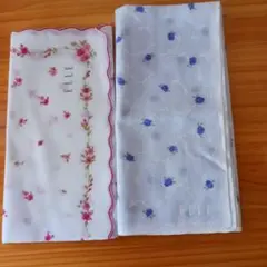 ELLE 花柄ハンカチ 2枚セット