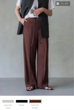 crewre ピンタックスラブストレートパンツ サイズ1 ブラウン
