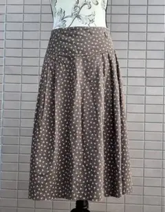 ミ⑤LAURA ASHLEY ローラ アシュレイ 茶色　総柄 ロング スカート