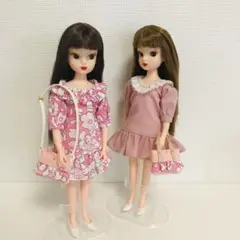 リカちゃん　復刻版初代リカちゃん　ワンピース　2点セット　バッグ2点付き