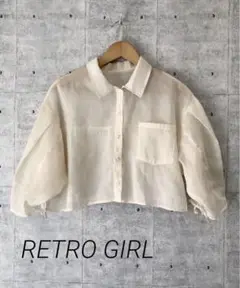RETRO GIRL レトロガール ☆ Bギャザー袖シャーリングシャツ シアー