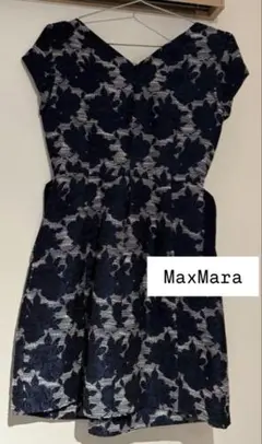【MAXMARA】マックスマーラネイビー 花柄ノースリーブ ワンピース