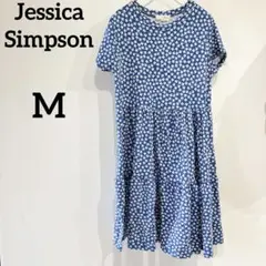 Jessica Simpson 【M】花柄 半袖ミニワンピース ブルー