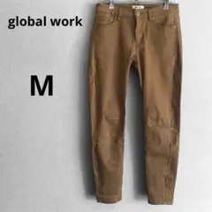 グローバルワーク M ストレッチ スキニーパンツ テーパードパンツ キャメル