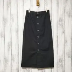 GU ジーユー (M)　フロントボタン ナロースカート　ブラック