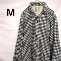 チェック柄　ルームウェア　シャツ　紺色　海外　US古着