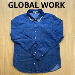 期間限定値下げ　GLOBAL WORK ビジュー付きシャツ Sサイズ