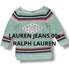 ローレンジーンズ ラルフローレン ネイティブ柄 リネン コットンニット 00s