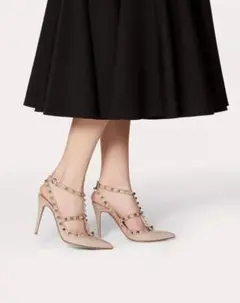 美品 VALENTINO ロックスタッズ エナメル ストラップパンプス 10mm