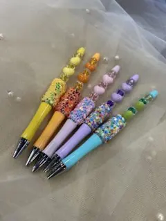 カラフルビーズ装飾ボールペン