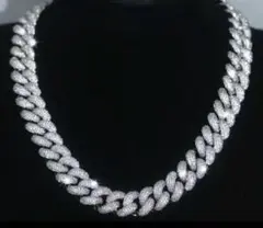 シルバーネックレス　マイアミキューバンIcedOut iceboxブリンブリン